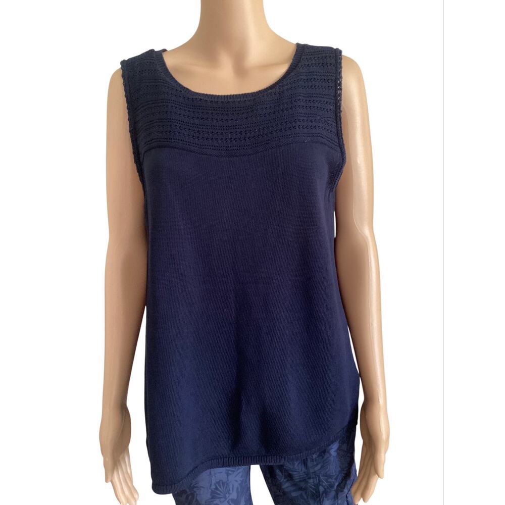 Talbots blue sleeveless sweater tank top cotton polyester‎ blend size M